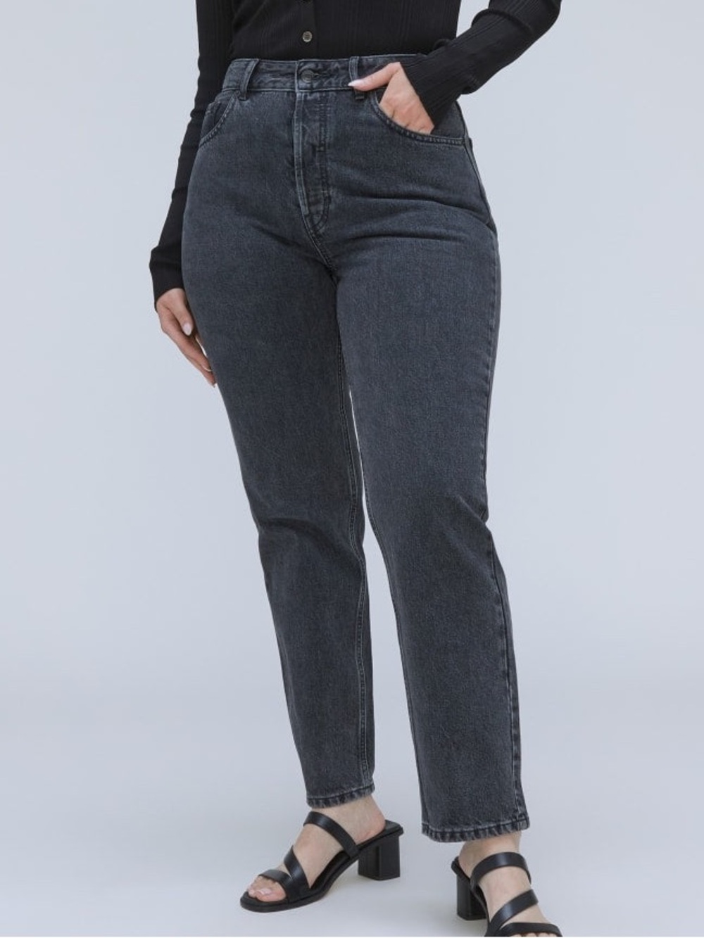 NWT Everlane Women's The Curvy ’90s Cheeky Straight Jean In Washed Black Size 33